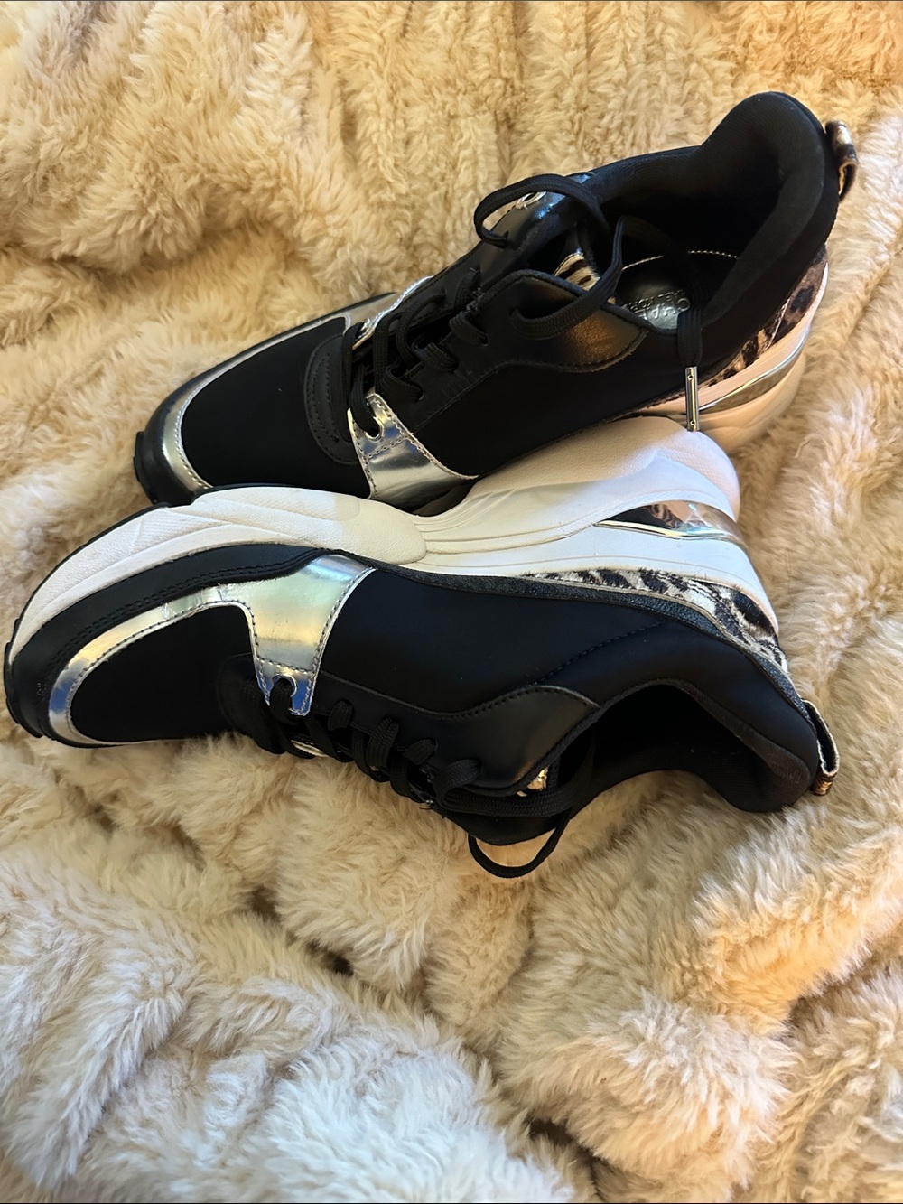 MICHAEL Michael Kors Black and Silver Platform Sneakers Like New